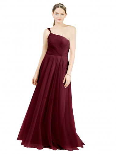 Purchase Tulle A-Line Long Sleeveless Burgundy Evening Dresses