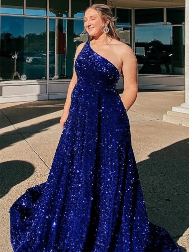 Purchase Velvet Sequin A-Line Sweep Train Sleeveless Evening Dress