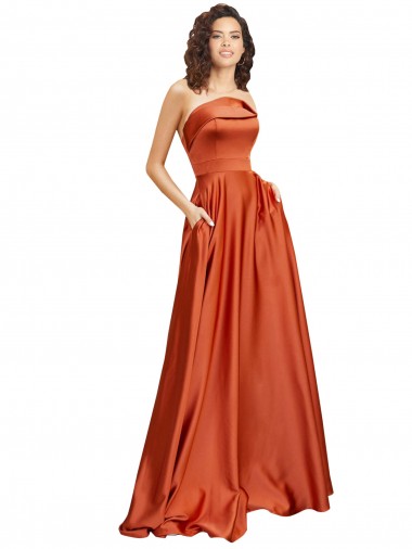 Purchase Silky Satin A-Line Sweep Train Sleeveless Low Back Formal Evening Dress