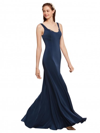 Purchase Stretch Crepe A-Line Long Sleeveless Low Back Prom Dress