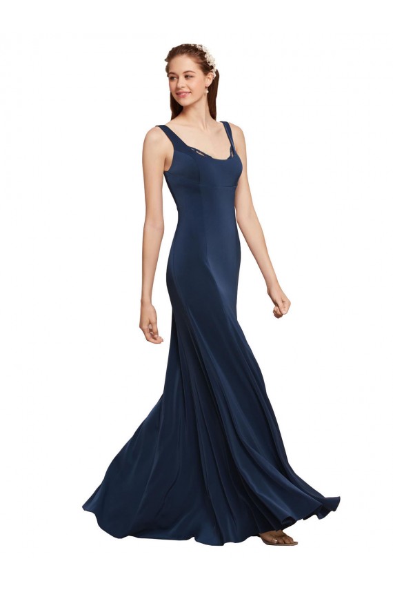 Purchase Stretch Crepe A-Line Long Sleeveless Low Back Prom Dress