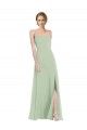 Purchase Soft Chiffon A-Line Long Sleeveless Criss Cross Back Front Slit Evening Dresses