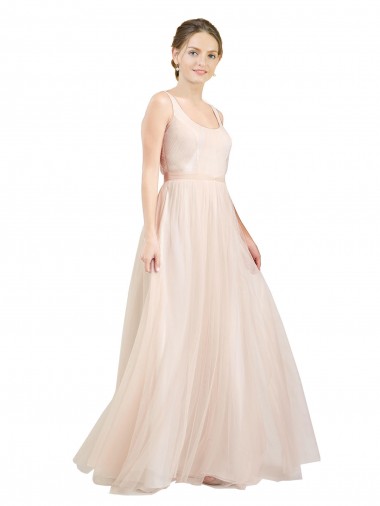 Purchase Tulle A-Line Long Sleeveless Open Back Semi Formal Evening Dress