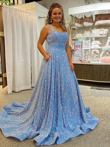 Purchase Velvet Sequin Court Train Sleeveless Evening Dress