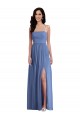 Purchase Soft Chiffon A-Line Long Sleeveless Low Back Front Slit Evening Dresses