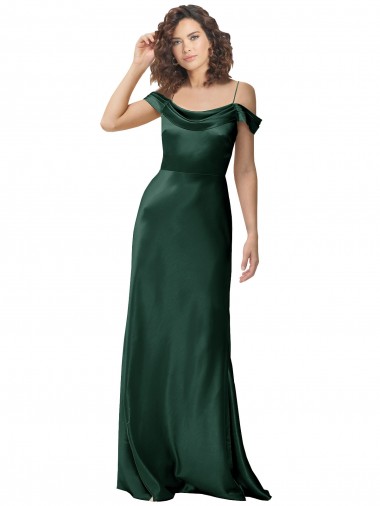 Purchase Stretch Satin A-Line Long Sleeveless V-Back Formal Evening Dress