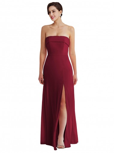 Purchase Soft Chiffon A-Line Long Sleeveless Low Back Burgundy Evening Dresses