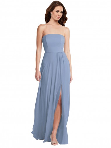 Purchase Soft Chiffon Long Sleeveless Front Slit Evening Dresses