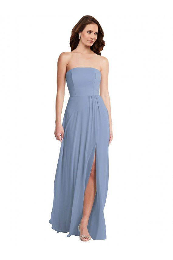 Purchase Soft Chiffon Long Sleeveless Front Slit Evening Dresses