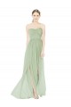 Purchase Soft Chiffon Long Sleeveless Low Back Front Slit Evening Dresses