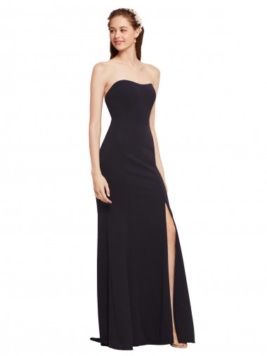 Purchase Stretch Crepe A-Line Long Sleeveless Low Back High Slit Prom Dresses