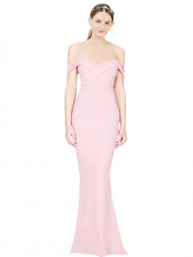 Purchase Stretch Crepe A-Line Long Sleeveless Low Back Formal Evening Dress