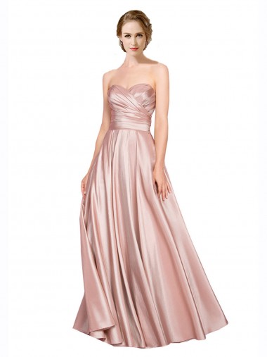 Purchase Stretch Satin A-Line Long Sleeveless Low Back Evening Dress