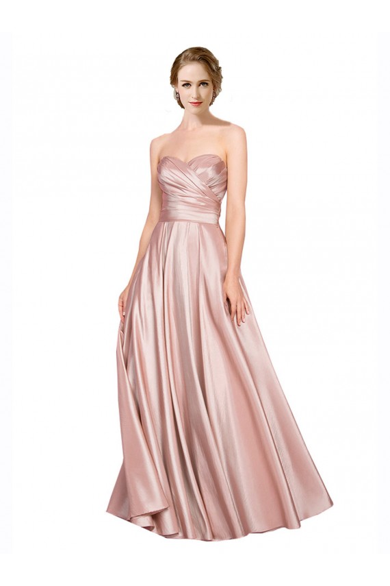 Purchase Stretch Satin A-Line Long Sleeveless Low Back Evening Dress