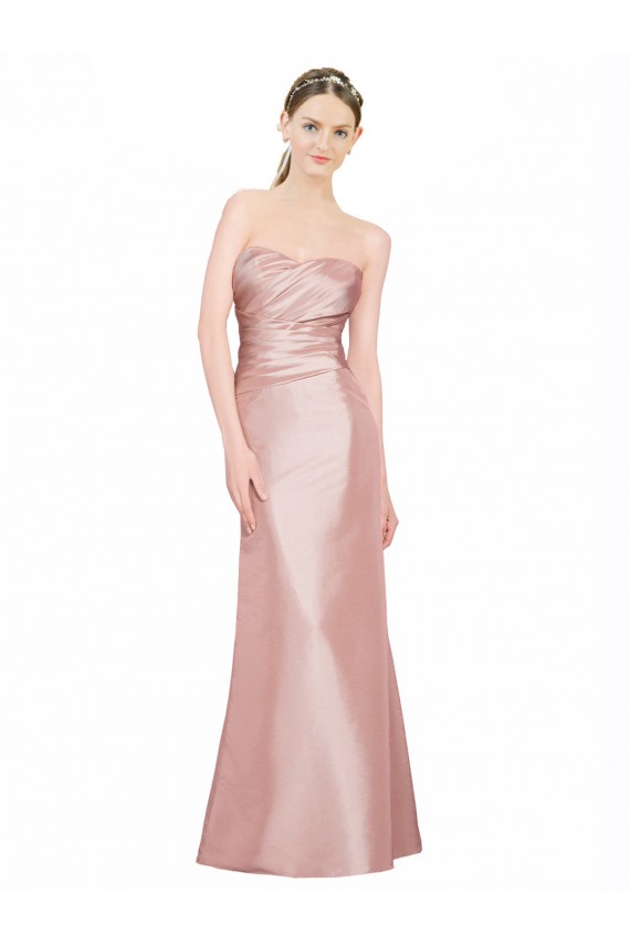 Purchase Stretch Satin A-Line Long Sleeveless Sweetheart Low Back Prom Dresses