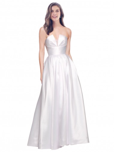 Purchase Stretch Satin A-Line Long Sleeveless Low Back Formal Evening Dress