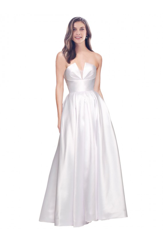 Purchase Stretch Satin A-Line Long Sleeveless Low Back Formal Evening Dress