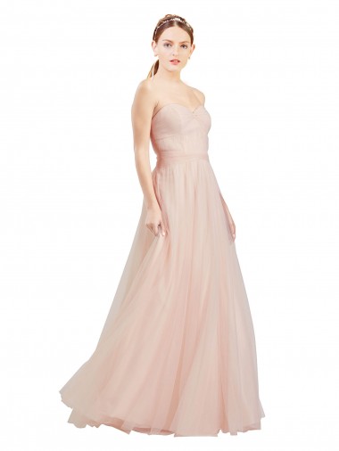 Purchase Tulle A-Line Long Sleeveless Open Back Semi Formal Dress