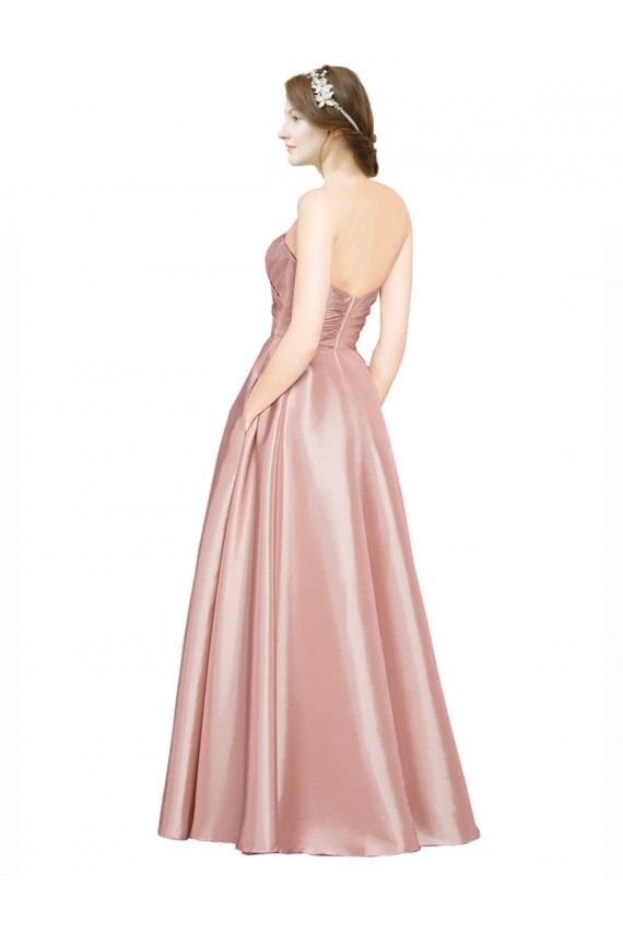 Purchase Stretch Satin A-Line Long Sleeveless Low Back Evening Dress
