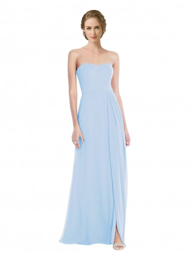 Purchase Soft Chiffon A-Line Long Sleeveless Pleated Front Slit Evening Dresses