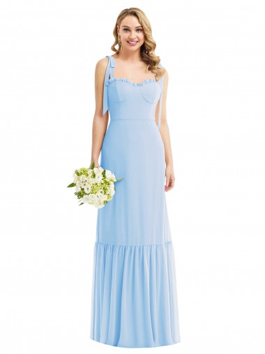 Purchase Soft Chiffon A-Line Long Sleeveless Spaghetti Straps Evening Dresses