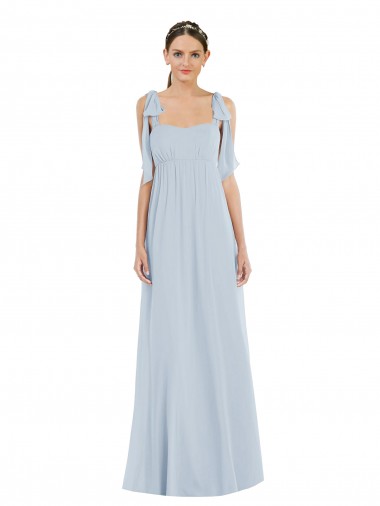 Purchase Soft Chiffon Long Sleeveless Spaghetti Straps Low Back Evening Dresses