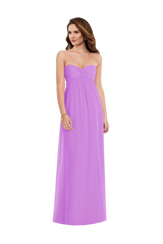 Purchase Soft Chiffon A-Line Long Sleeveless Low Back Semi Formal Evening Dress