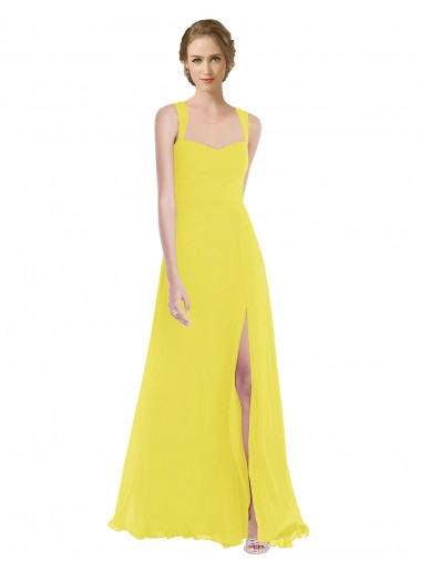 Purchase Soft Chiffon A-Line Long Sleeveless Semi Formal Evening Dress