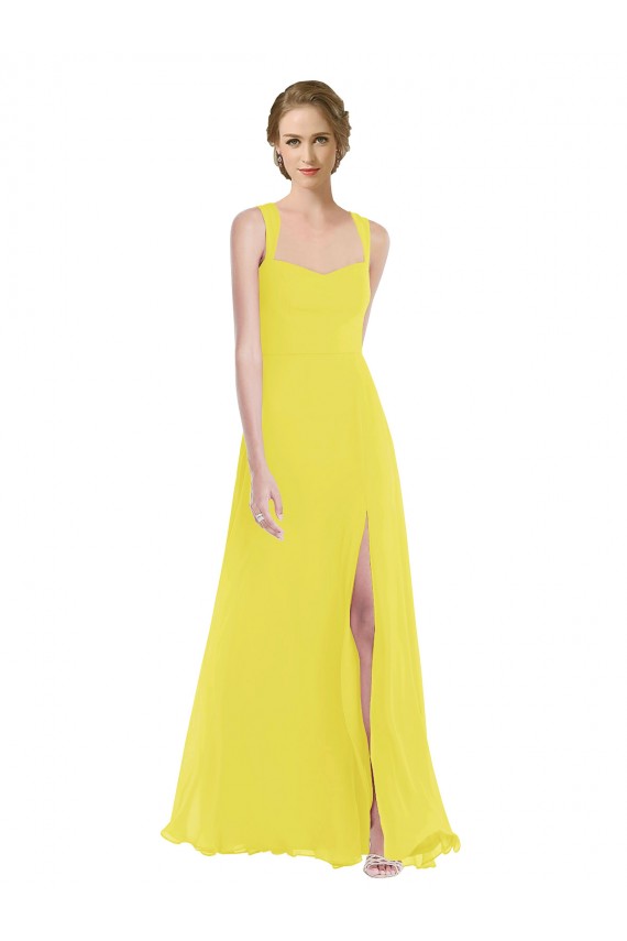 Purchase Soft Chiffon A-Line Long Sleeveless Semi Formal Evening Dress