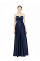 Purchase Stretch Satin A-Line Long Sleeveless Low Back Black Tie Evening Dress