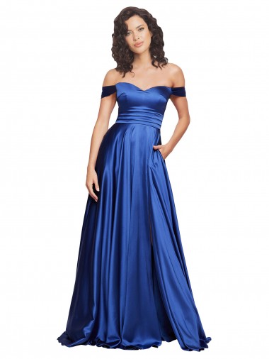 Purchase Stretch Satin A-Line Sweep Train Sleeveless Formal Evening Dress