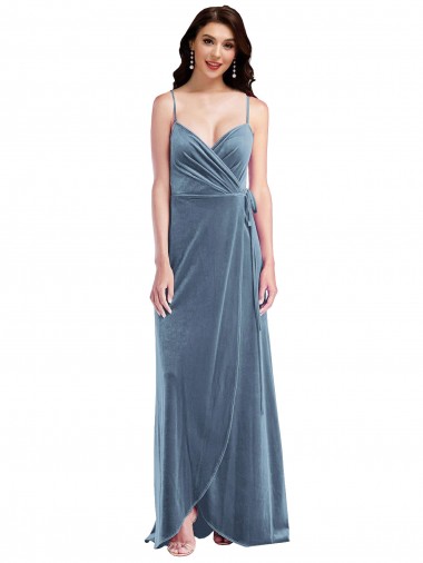 Purchase Stretch Velvet A-Line Long Sleeveless Low Back Semi Formal Evening Dress