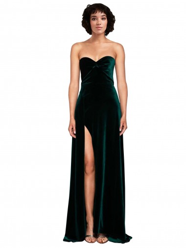 Purchase Stretch Velvet A-Line Sweep Train Sleeveless Low Back Semi Formal Evening Dress