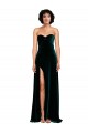 Purchase Stretch Velvet A-Line Sweep Train Sleeveless Low Back Semi Formal Evening Dress