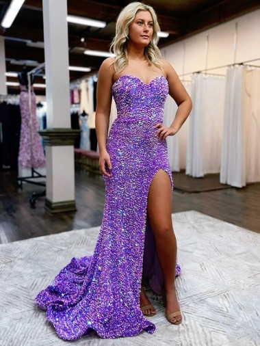 Purchase Velvet Sequin A-Line Court Train Sleeveless Evening Dress
