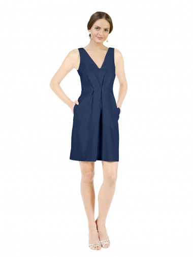 Purchase Satin A-Line Knee Length Sleeveless Open Back Evening Dress