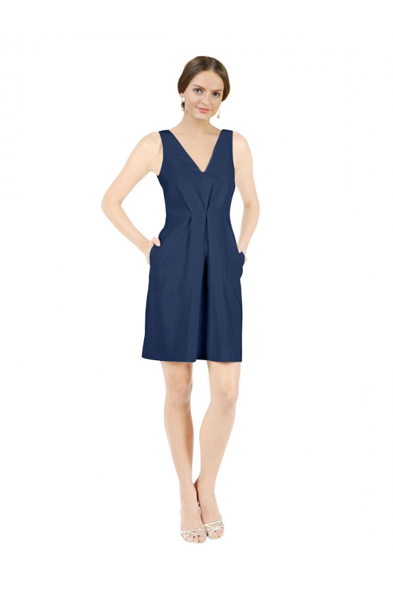 Purchase Satin A-Line Knee Length Sleeveless Open Back Evening Dress