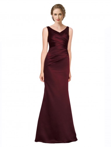 Purchase Satin A-Line Long Sleeveless Low Back Black Tie Evening Dress
