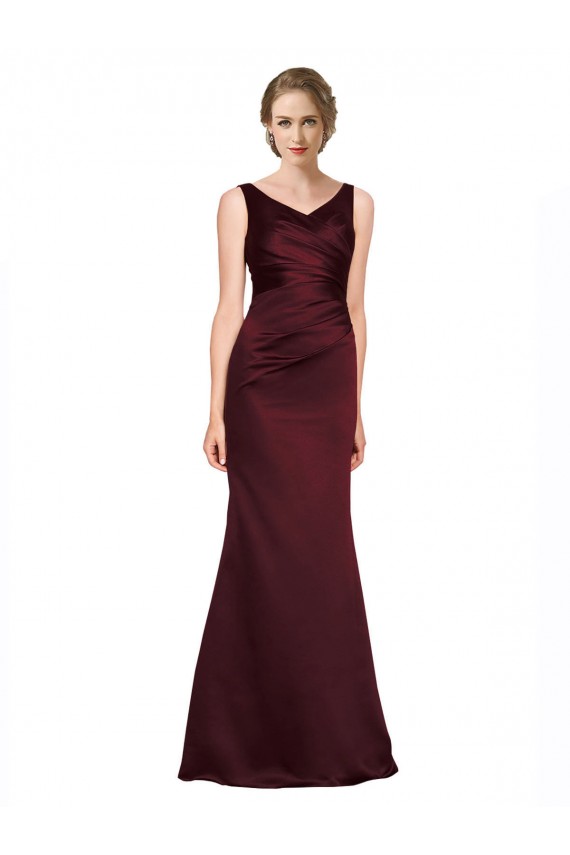 Purchase Satin A-Line Long Sleeveless Low Back Black Tie Evening Dress