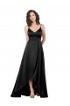 Purchase Silky Satin A-Line Sleeveless Black High Low Evening Dress