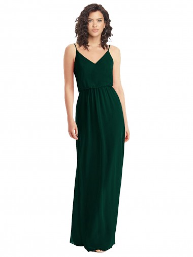 Purchase Soft Chiffon A-Line Long Sleeveless Low Back Ever Green Evening Dresses