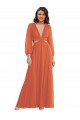 Purchase Soft Chiffon A-Line Long Long Sleeves Open Back High Low Evening Dress