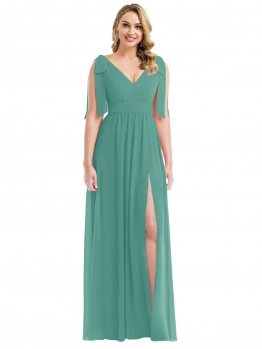 Purchase Soft Chiffon A-Line Sleeveless Icelandic Silver Semi Formal Evening Dress