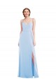 Purchase Soft Chiffon A-Line Long Sleeveless Light Sky Blue Evening Dresses