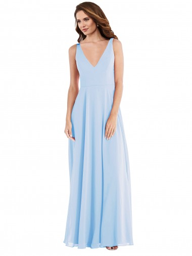 Purchase Soft Chiffon Long Sleeveless Semi Formal Evening Dress