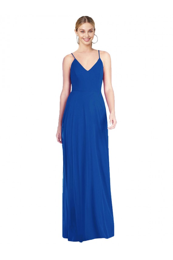 Purchase Soft Chiffon A-Line Long Sleeveless Criss Cross Back Formal Dress
