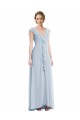 Purchase Soft Chiffon A-Line Long Sleeveless V-Back Black Tie Evening Dress