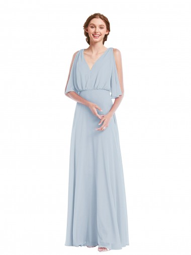 Purchase Soft Chiffon A-Line Long Half Sleeves Evening Dress