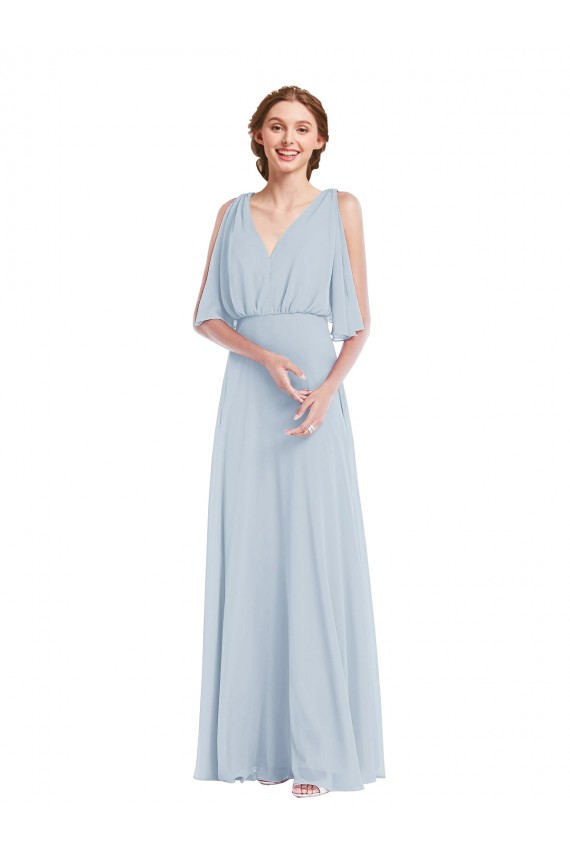 Purchase Soft Chiffon A-Line Long Half Sleeves Evening Dress