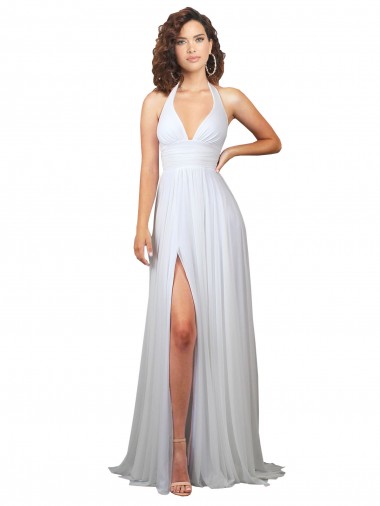 Purchase Soft Chiffon A-Line Sweep Train Sleeveless Low Back Semi Formal Evening Dress